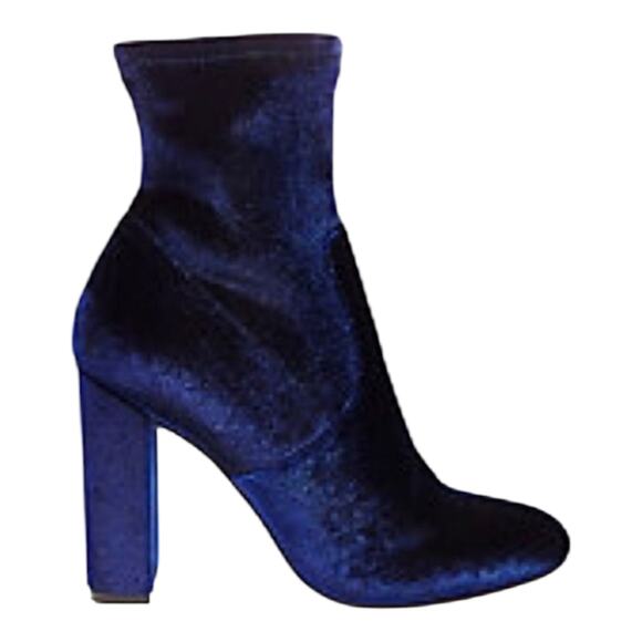 Steve Madden Edit Blue Velvet Ankle Boots Booties Women's Size 8M Block Heel New - Picture 4 of 10